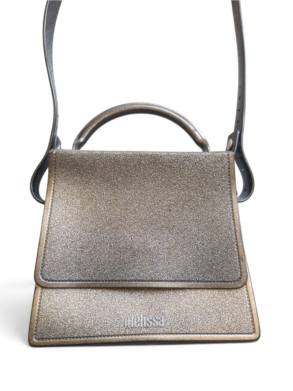 Melissa Sparkle Jelly Crossbody Bag, Taupe Glitter, Made in Brazil
